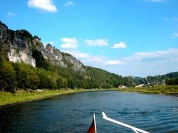 Beautiful river near the Elbe sandstone mountains in Saxon Switzerland, Germany