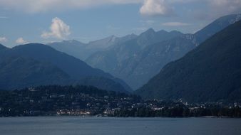 distant view of the lakeside town of ascona in switzerland