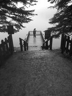 Black and white photo of pier in Bolu