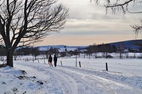 people on the winter road