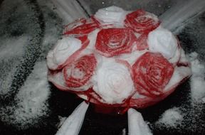 flower bouquet covered with snow