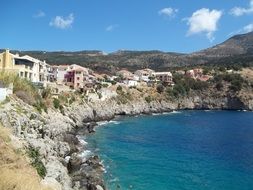 Beautiful village on the coast of the Mediterranean Sea in Greece