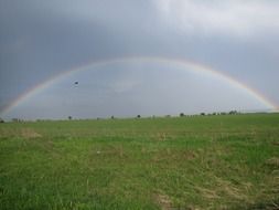 beautiful rainbow over a green rural field