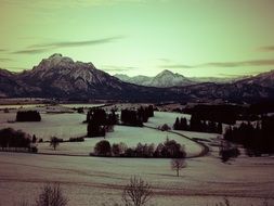 landscape of sunrise over mountains in fussen