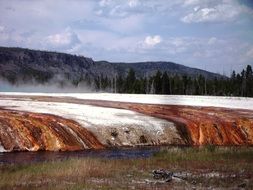 landscape of geysers in the usa, Wyoming, yellowstone national park