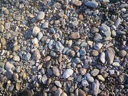 small stones on the river bank close up