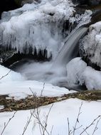 cascade waterfall in the alps in winter
