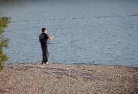 man fishing by the lake