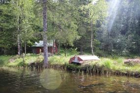 wooden hut by the lake, norway