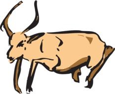 drawing of an antelope with horns on a white background