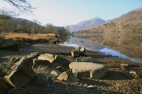 Llyn Dinas is a lake near Beddgelert, Gwynedd in north Wales