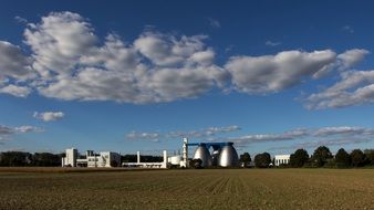 chemical plant at arable land