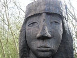 face of an ancient wooden statue