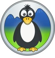 penguin at the background of mountains