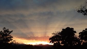 romantic sunrise and sunrays on the horizon