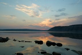 picturesque landscape near the river at sunset