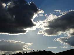 dark clouds over horizon at sunset