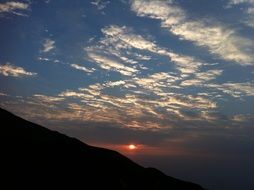 landscape of red sunset over the mountain
