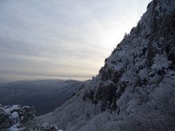 snow in the mountains