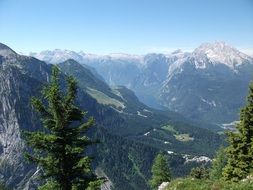 the mountains are covered with green trees