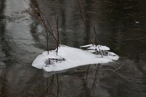 white ice on the river