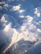 aerial view of the snow-capped peaks