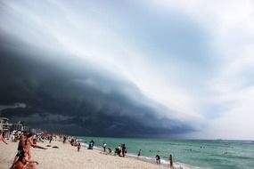 dramatic storm clouds above miami beach, usa, florida