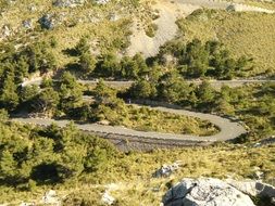 panoramic view of the winding road in the mountains in mallorca
