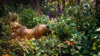 rabbit sculpture statue in garden