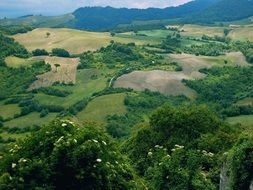 panorama of green hills in Molise, Italy