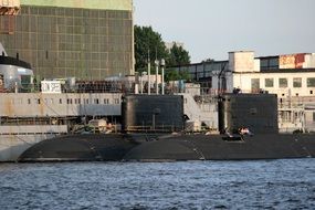 Submarines in water