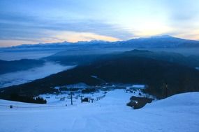 japan mountains and blue sky winter landscape