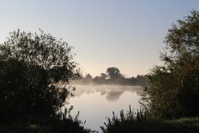extraordinarily beautiful lake fog