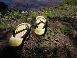 summer slippers by the river