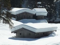 Huts in the snow