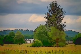 autumn landscape paint drawing