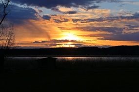 Beautiful and colorful sunset on Rügen in Germany