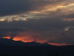 cloudy sunset in mountains