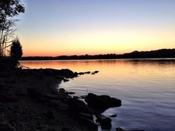 sunset on the peaceful lake