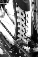 black and white photo of a sports bike