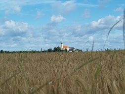 church on a picturesque field in germany