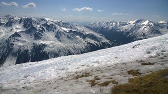 Amazing landscape of snowy mountains