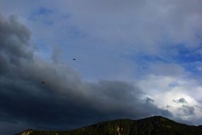 dramatic grey sky in mountains