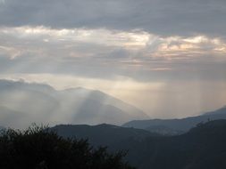 sunbeams over mountains in taiwan