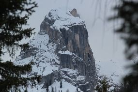 rocky mountain in fog, austria, innsbruck