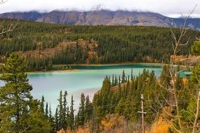 blue lake near the mountain