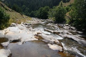 mountain river with rocky riverbed, turkey, ordu