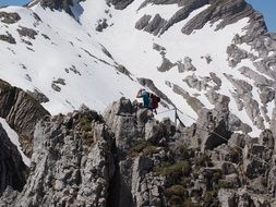 climber in a mountainous region alpstein