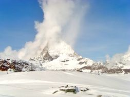 mountain flaming matterhorn