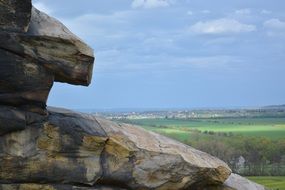 rock green field landscape
